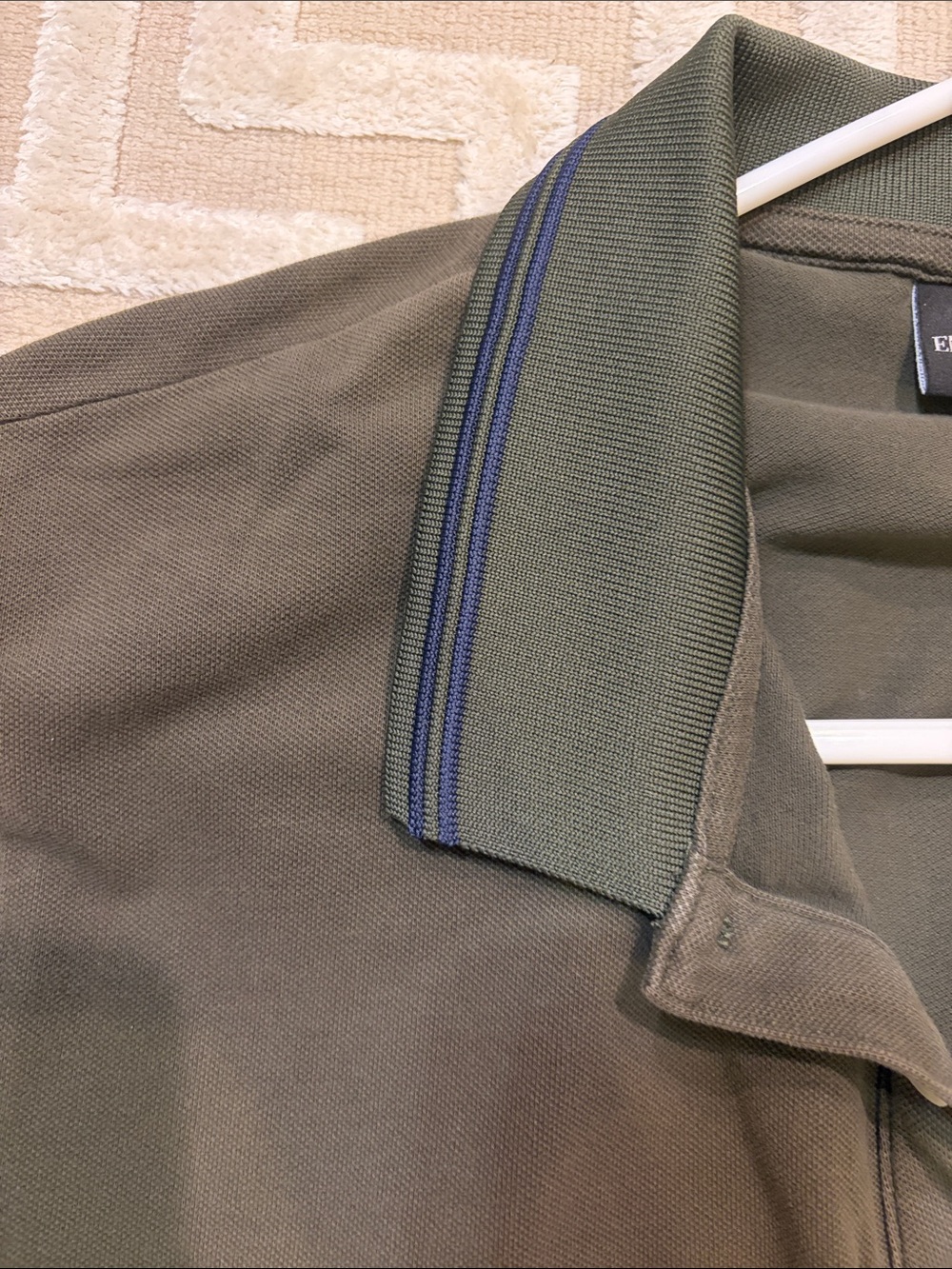 Emporio Armani Olive Polo with Navy Trim - Picture 4 of 5